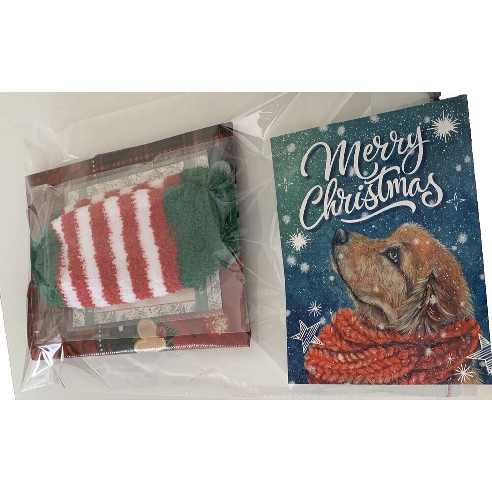 4-Piece Christmas Gift Package: Gift Bag, Booties, Card, and Suncatcher New